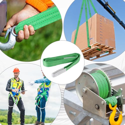 Heavy Duty Lifting Sling Strap 2 Pack Polyester Webbing Slings 2M Cargo Lifting Sling Max Strength 4409lbs For Hoisting,Pulling,Vehicle, Trailer (2T Green) - Image 6