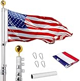 WeValor 16Ft Telescopic Flag Pole Kit, Heavy Duty Aluminum Telescoping Flagpole, Outdoor Inground Fl