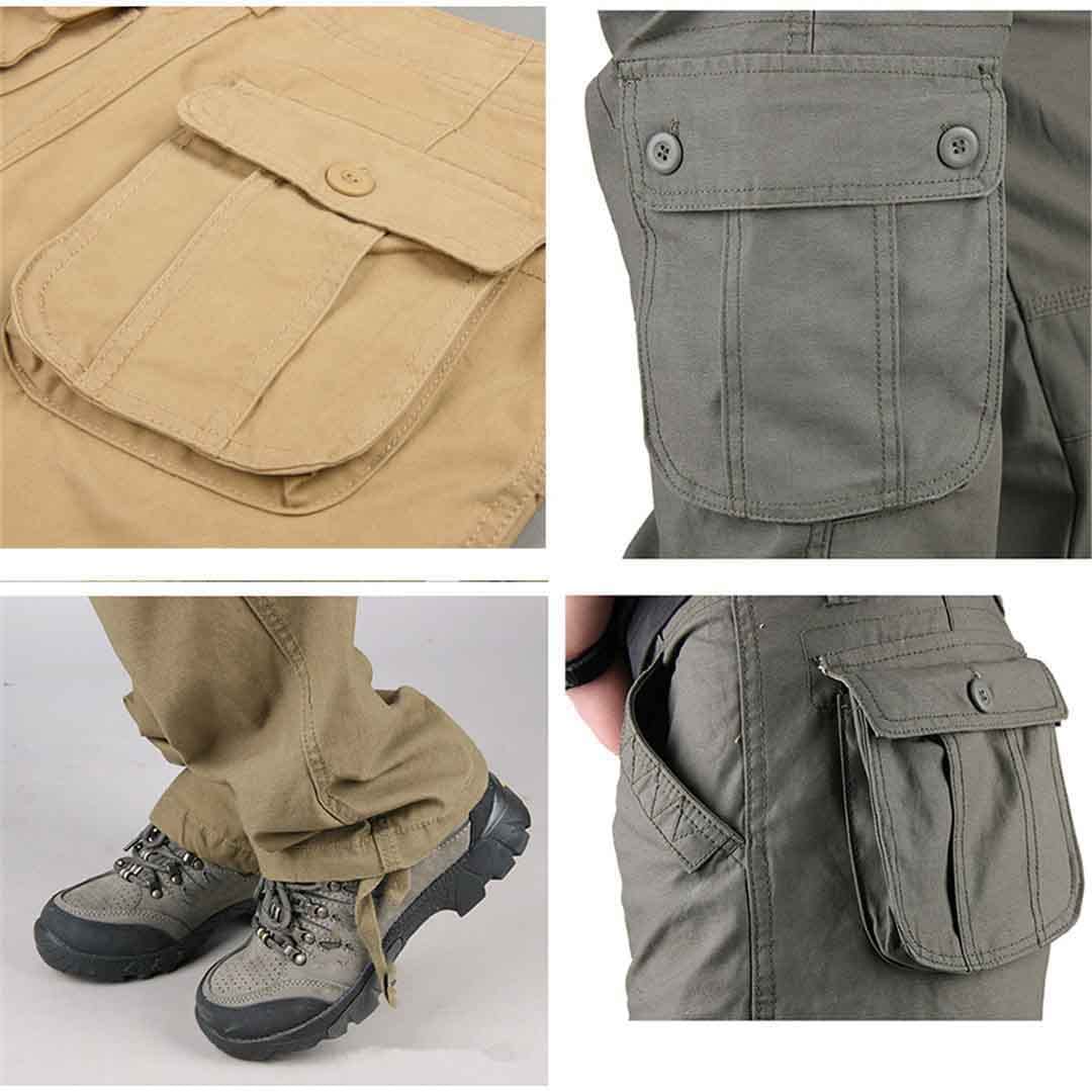 Suwequest Multi tasche Mens Cargo Pants Cotone Khaki Dritto Casual Pantaloni per gli uomini