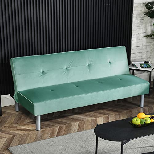 buybyroom Samt Klappsofa Couch Schlafsofa 3-Sitzer-Sofabett Kunstleder mit...
