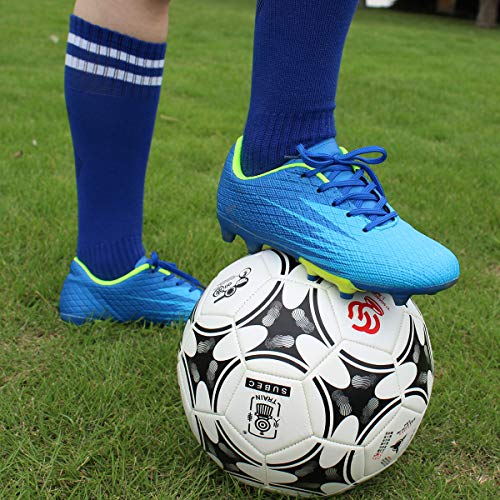 Hawkwell Kids Outdoor Comfortable Soccer Shoes(Toddler/Little Kid/Big Kid), Blue Pu, 4 M Us #TOP1