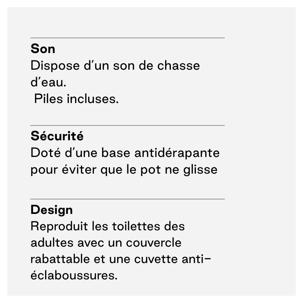 Jané First Potty Pot d’Apprentissage avec Son de Chasse d’Eau, Antidérapant, Bac Amovible Anti-Éclaboussures, Facile à Nettoyer