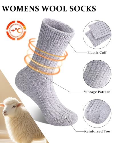 Image of Loritta Wool Socks for Women, Winter Warm Hiking Boot Socks Gifts