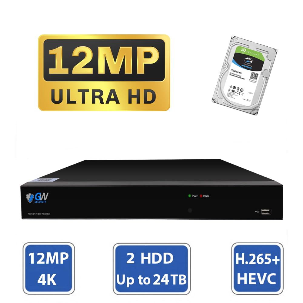 GW Security 16-K H.265+ 4K 2160p HDMI NVR Standlone Netzwerk Video Recorder 16CH PoE Port - Kompatibel mit 12MP / 8MP / 5MP 1080P Realtime IP Kamera (GW42-4216P-2)