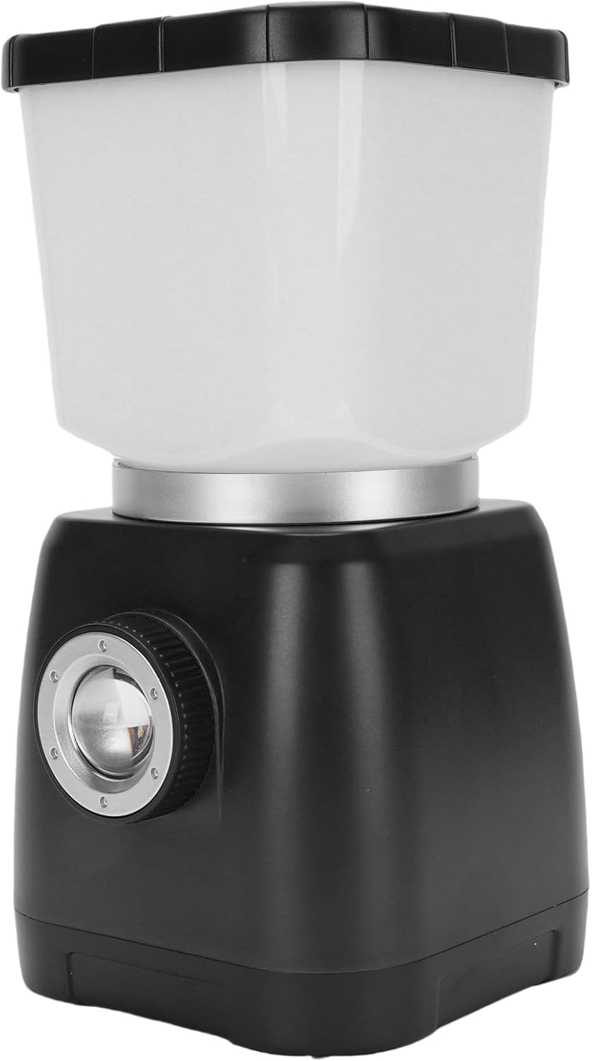 Rechargeable Camping Lantern Hand Cranked 6000mAh LED Tent Light Flashlight (Black)