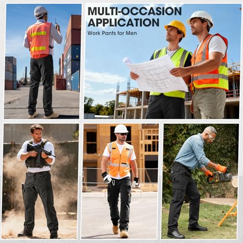 IGOLUMON Arbeitshosen Männer Herren Arbeit Hosen Stretch mit Vielen Taschen Cargohose Outdoorhose Taktische Hose mit Halbelastischer Bund