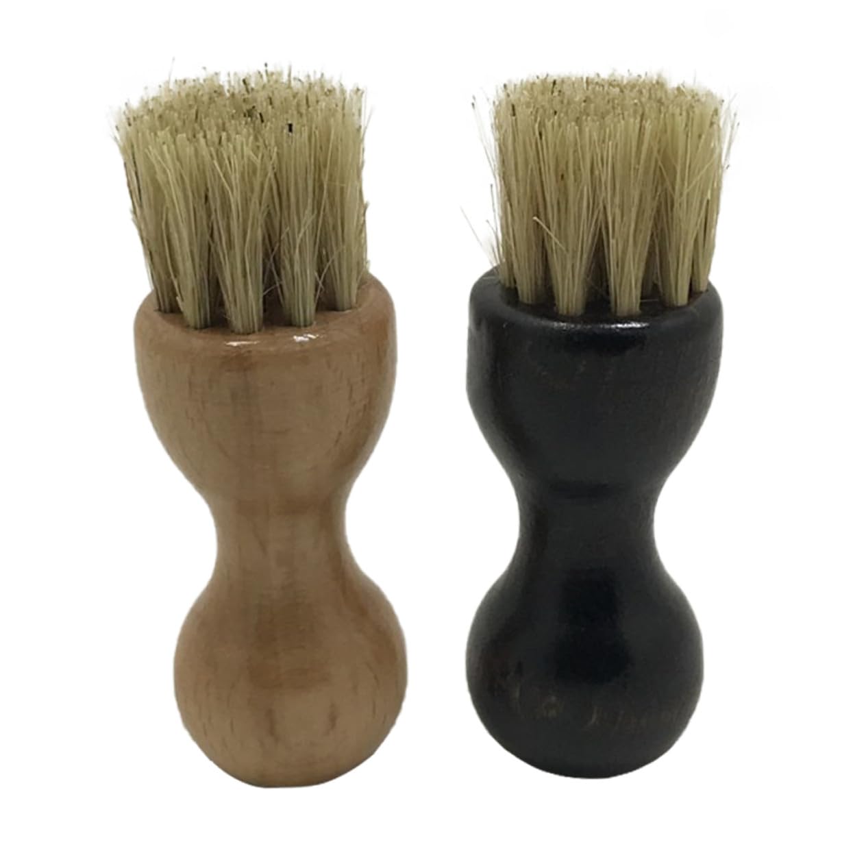 Gatuida 2 Piezas Cepillo para Zapatos de Cerdas de Jabalí con Mango de Madera de Haya Cepillo de Limpieza y Pulido Multifuncional Ligero y Portátil Oscuro para Calzado y Botas