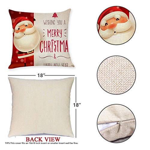Minilife Christmas Throw Pillow Covers, Winter Festival Home Cushion Covers Santa Reindeer Snowman Home Office Decor Festive Home Decor Cushion Covers 18 X 18 Inch(4 Pcs) #TOP2