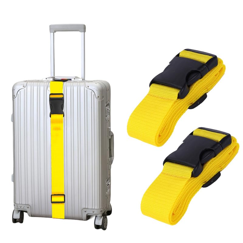 Kraptick Luggage Straps– Heavy Duty Luggage Straps for Extra Security and Easy Identification, Multi-Functional Travel Bag Strap Accessories, Easy-to-Use Luggage Strap for Suitcase (Pack of 2)(Yellow)-image-2