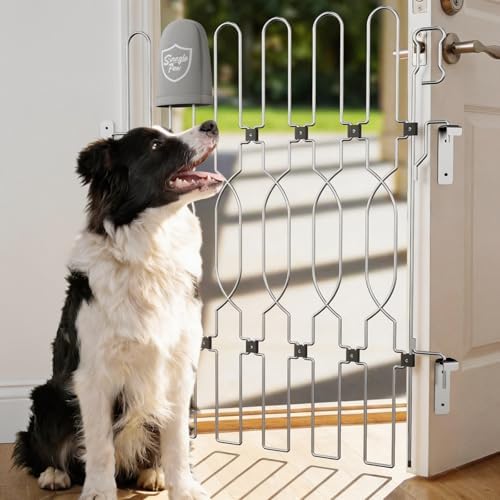Snagle Paw Einziehbar Metall Türschutzgitter für Haustüren, Anti-Ausbruch Türschutzgitter, 72cm Breite 88.5 cm Höhe Absperrgitter für Türöffnungen, Faltbar & Sicher Türgitter für T