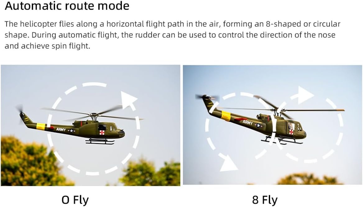 RC Helicopter, Fly Wing UH1-V4 Huey 470-Class 2.4G 6CH Dual Brushless Motor RC Military Helicopter with GPS Positioning Four Flight Modes (RTF Version)
