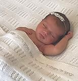 Romy and Rosie Heirloom Style 100% Cotton Knit Blanket Hebrew Priestly Aaron Blessing Brit Milah Baby Naming Baptism Christening
