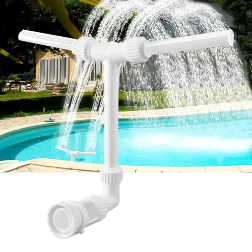 Pool Springbrunnen, Dual Spray Einstellbare Wasserbrunnen Pool Wasserfall mit Adapter Belüfte, Wasserfontäne für Garten Inground Pools, Pool Zubehör für Spa Kühles Warmes Wasser Temperaturen