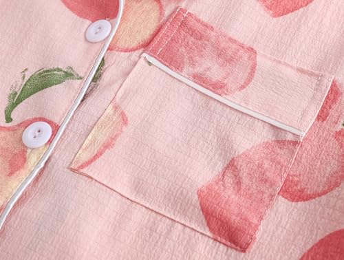 Image of Hupohoi Big Girls Button Down Pajama Set 3pcs Short Sleeve Long Pants with Shorts Crepe Wrinkled Fabric Sleepwear Nighty