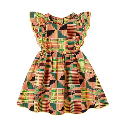 KONIGHT Toddler Baby Girl Dress African Clothes Girls Dashiki Ankara Dresses Kids African Clothing (Yellow A, 12-18 Months)