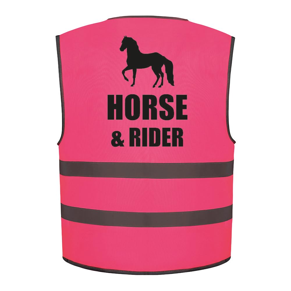 Brook Hi Vis Horse & Rider Kids Hi Vis Vest Children's High Visibility Reflective Safety Waistcoat Horse Riding Equine, Add child's name to the front, Personalised