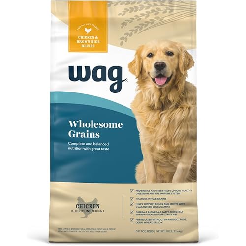 Amazon Brand - Wag Wholesome Grains Dry Dog Food with Chicken and Brown Rice, 30 lb Bag (Pack of 1)