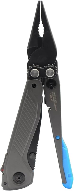 SOG Everyday Daily Solution EDC Flash MT multiherramienta con tamaño de bolsillo compacto de acero CRYO D2, 7 herramientas, carcasa de acero inoxidable, gris urbano y cian | Carcasa de acero inoxidable y el cabezal del alicate utiliza el apalancamiento compuesto característico de SOG.