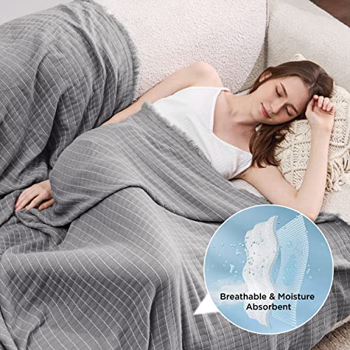 Bedsure Bamboo Cotton Blankets Grey King & Bedsure 100% Cotton Muslin Blankets Grey Throw #TOP6