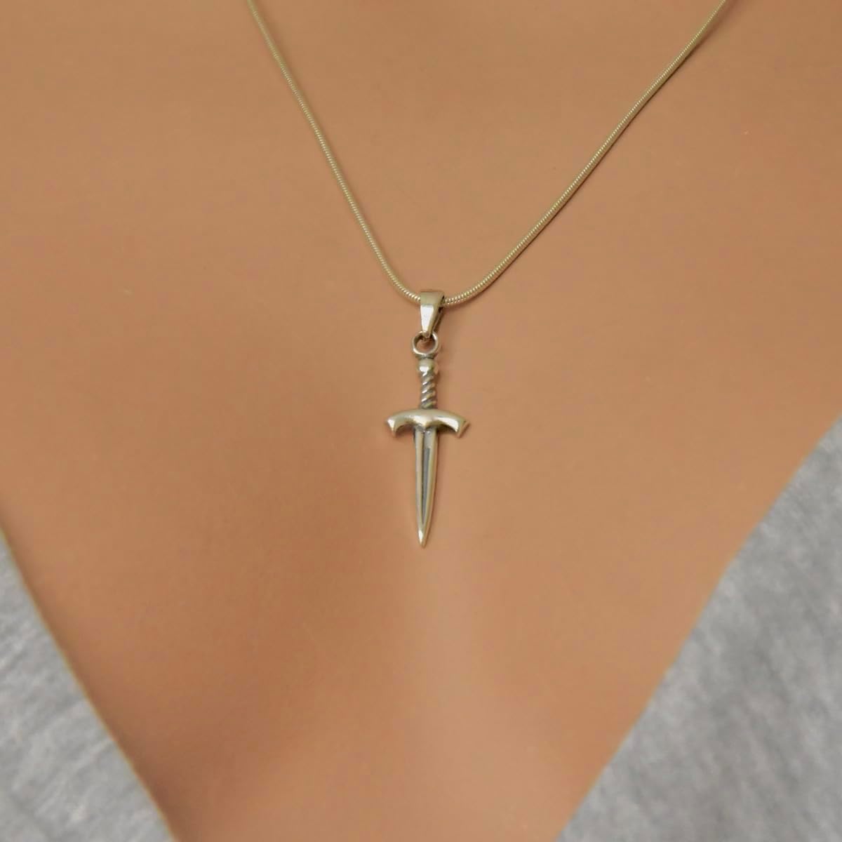 Sword Pendant Sterling Silver 925 Dagger Necklace Charm Minimalistic Unisex Handmade Jewelry - Image 4