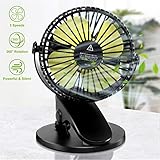 Aurho Battery Operated Clip on Fan, Baby Stroller Fan with 3 Speeds 360° Rotation Rechargeable Battery USB Powered Quite Mini Desk Fan for Office, Home, Gym, Dorm, Camping, Travel, Indoor and Outdoor