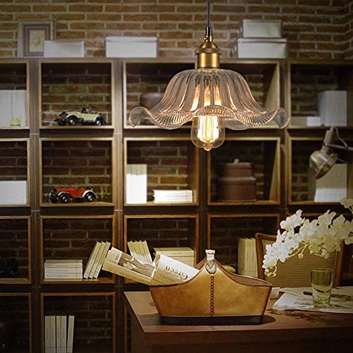 Lustre industriel rétro américain en verre et suspension réglable - 5