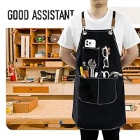 YELEGAI Aprons For Women Men With Large Pockets, Waterproof Cotton Chef Aprons For Cooking Server Grilling Bbq Kitchen Gardening (1, Pure Black) — image 7
