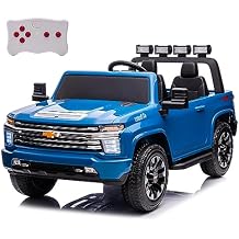sopbost 24V Ride On Car with Remote Control, Licensed Chevrolet Silverado Ride On Truck for Kids 2 Seater Battery Powered Ride On Toy Electric Vehicle with EVA Tires Wheels, Music Blue
