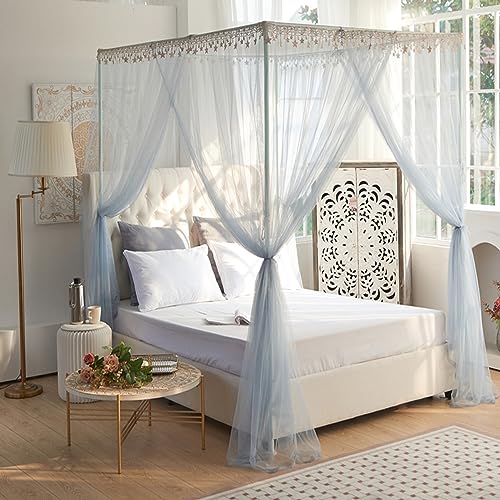 Moustiquaire de lit à baldaquin King L en aluminium pour stopper les piqûres