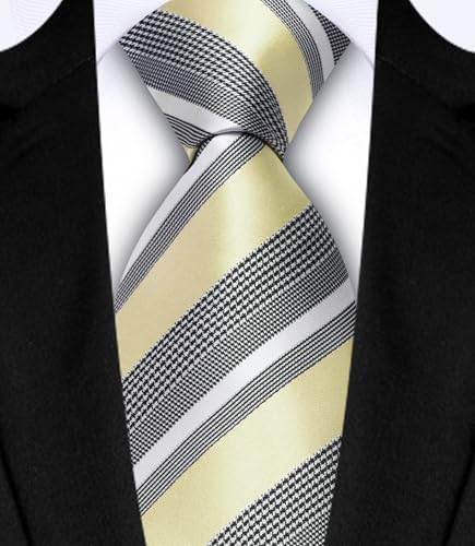 Image of GUSLESON Men's 5-pc Striped Tie Gift Set - Jacquard Necktie, Pocket Square, Cufflinks, Lapel Pin, Tie Clip - Wedding Formal Gifts