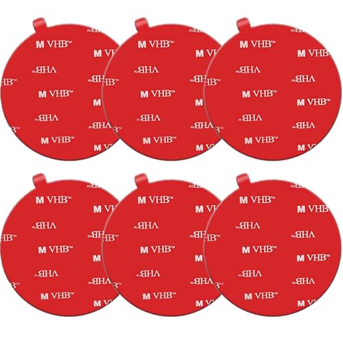 Double Sided Adhesive Pads,Made of VH B 5952, Round Car Mount Adhesive Replacement.Sticky Dash Cam Mounting Tape.Heavy Duty Tape Sticker for Dashboard &Daily Use.Waterproof,Heat-Resistant.6PCS