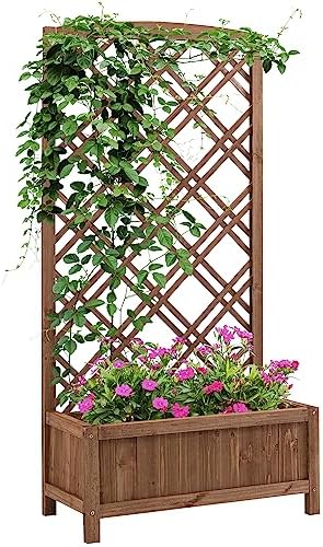 Produktbild von Outsunny Hochbeet Mit Rankgitter Und Rädern - Mobiler Pflanzkasten 76x30x155cm
