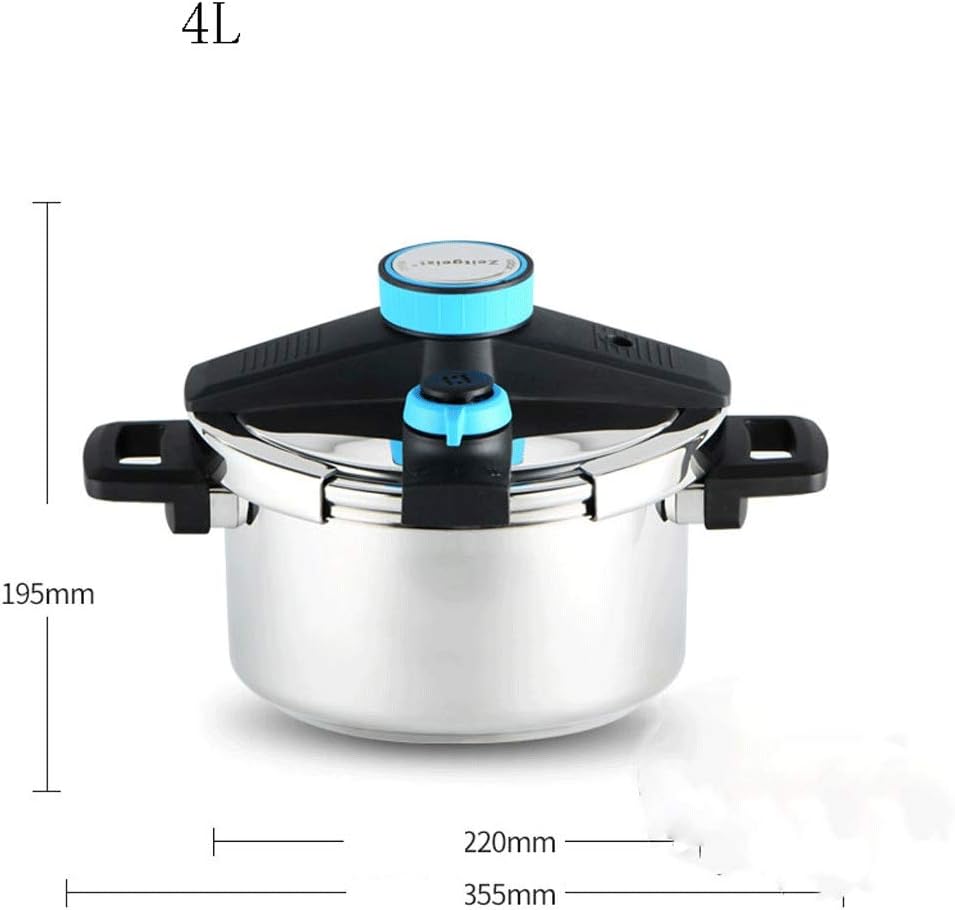 Stainless Steel Pressure Cooker，Adjustable Limiting Valve, hand Operated Switch, Polished, Boiled/steamed/fried/stewed(Blue,4L)