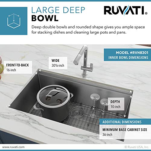 Ruvati 32-Inch Workstation Ledge Tight Radius Undermount 16 Gauge Kitchen Sink Single Bowl - Rvh8301 #TOP4