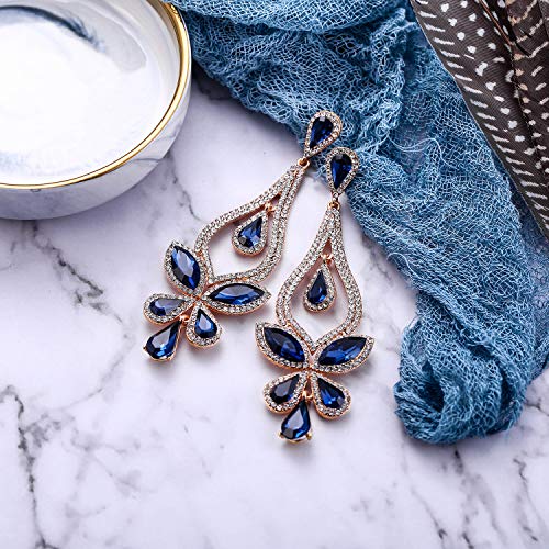 BriLove Women's Wedding Bridal Crystal Teardrop Butterfly-Shape Pierced Dangle Earrings4