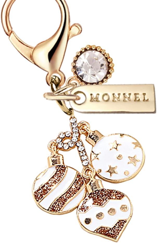 MC497 Crystal Love Heart and Ball Lobster Clasp Charm for Women with Velvet Bag (White,1 Piece) - Image 2