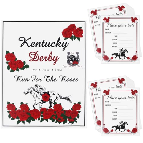 Furbeko 51 Pcs Kentucky Horse Derby Betting Card Guess Who Will Win The First on Horse Racing Derby Invitation Ticket Game Cards for Race Party Game Supplies