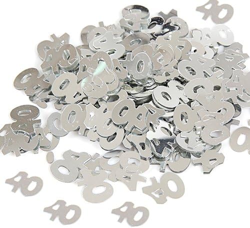 Birthday Confetti - 14g (40th, Silver), 1 Pack