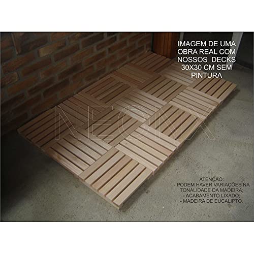 Deck De Madeira Modular 30x30 Cm Réguas 4 Cm Sem Pintura NeonX