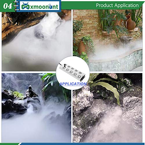 Mxmoonant 10 Head Ultrasonic Mist Maker Fogger 7000mL/H Water Fountain Pond Fog Machine Square Atomizer Air Humidifier for Pond Aquarium Rockery