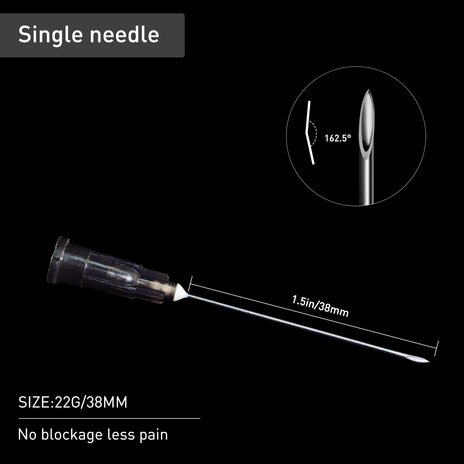 22Ga 1.5inch/38mm Disposable sterile Needles,Pack of 100 — Amazon image 3