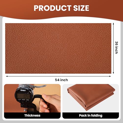 Marine Vinyl Fabric, Upholstery Faux Leather Fabric by The Yard, 1.05mm Lychee Texture Leather Sheets for Sofa Chairs Handbags Hair Bows Earrings Crafts (1 Yard 36''X 54'', Brown) by Mei Fiberlux - Used condition - Image 5