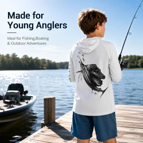Image of Palmyth Boys Fishing Shirt UPF 50+ Youth Long Sleeve Shirts with Hooded