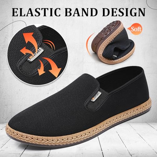 Mens Slip on Canvas Loafers Casual Shoes Sneakers Comfy Walking Slipers Shoes Pain Relief for Men Black Fashion Breathable Loafers2