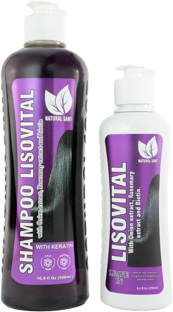 - Liso Vital duo kit - Shampoo & Leave-In Conditioner, Anti Frizz, Heat Protectant for Hair with Red onion extract, Biotin & Rosemary