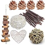 Rabbit Chew Toys, Pet Bunny Tooth Chew Toys Organic Natural Apple Wood Grass Cake Ideal for Bunny,...