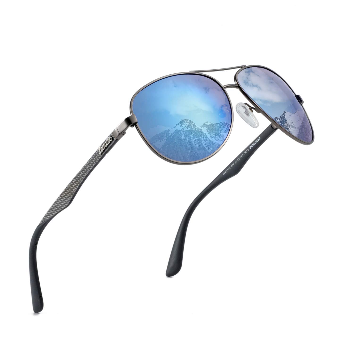 ZENOTTIC Aviador Gafas de sol polarizadas Hombres Mujeres Fibra de carbono Marcos de metal UV400 Protección Unisex Clásico Estilo Retro