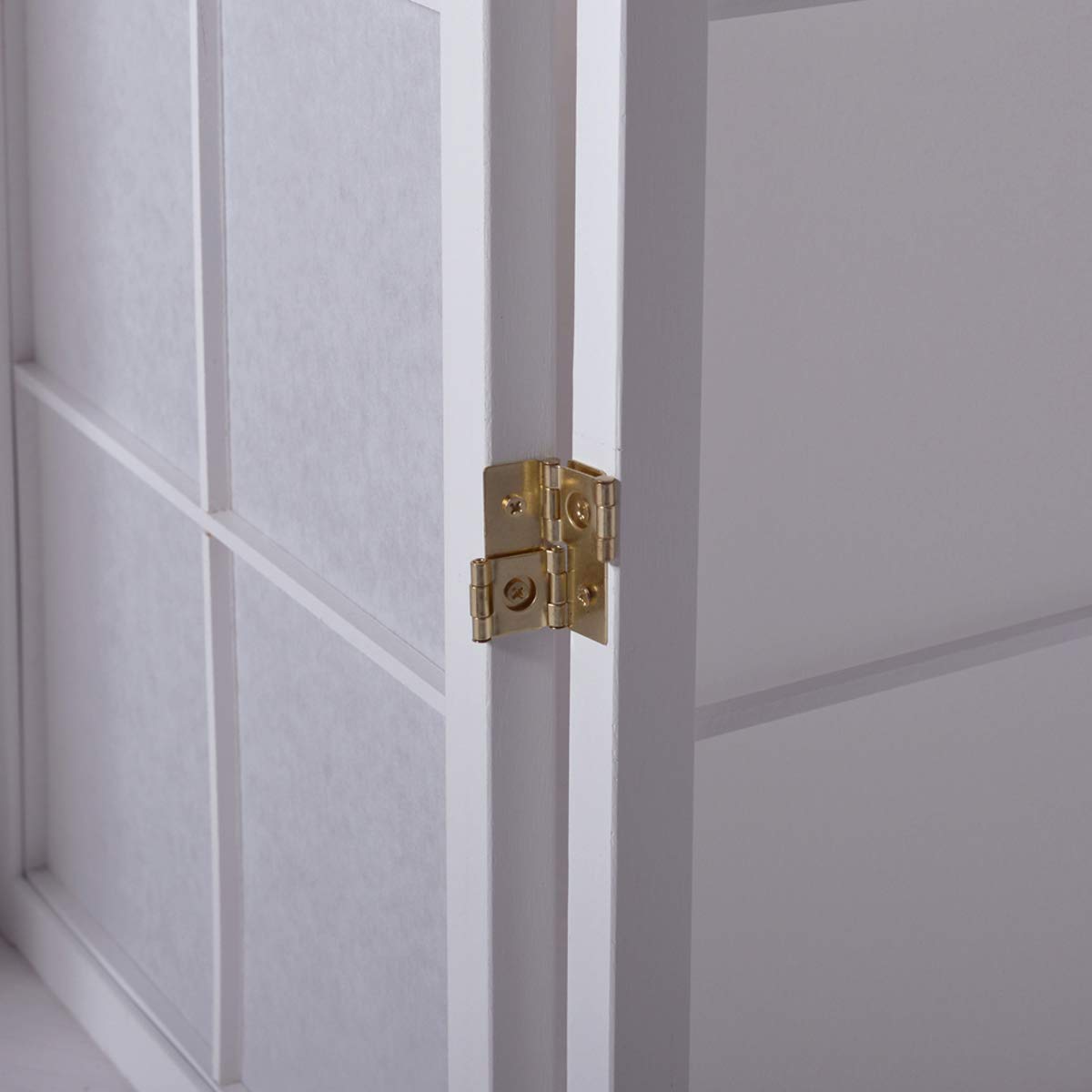 PEGANE Paravent Japonais Grands Carreaux Bois Blanc et Papier de Riz - 6 pans - Dim : H 175 cm