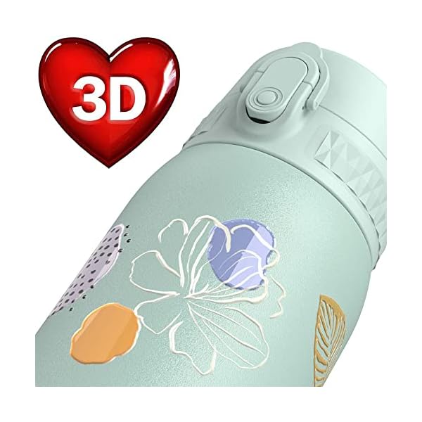 Ion8 Auslaufsichere Kinder Trinkflasche, Vakuumisolierter Edelstahl, 320ml (11oz), Balue Blumen & Auslaufsichere Kinder… – Bild 3