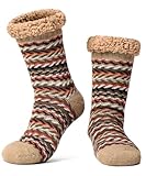 cosyone1997 Mens Fuzzy Slipper Socks with Grips Warm Sherpa Lined Winter Socks Cozy Gifts for Men Size L/XL